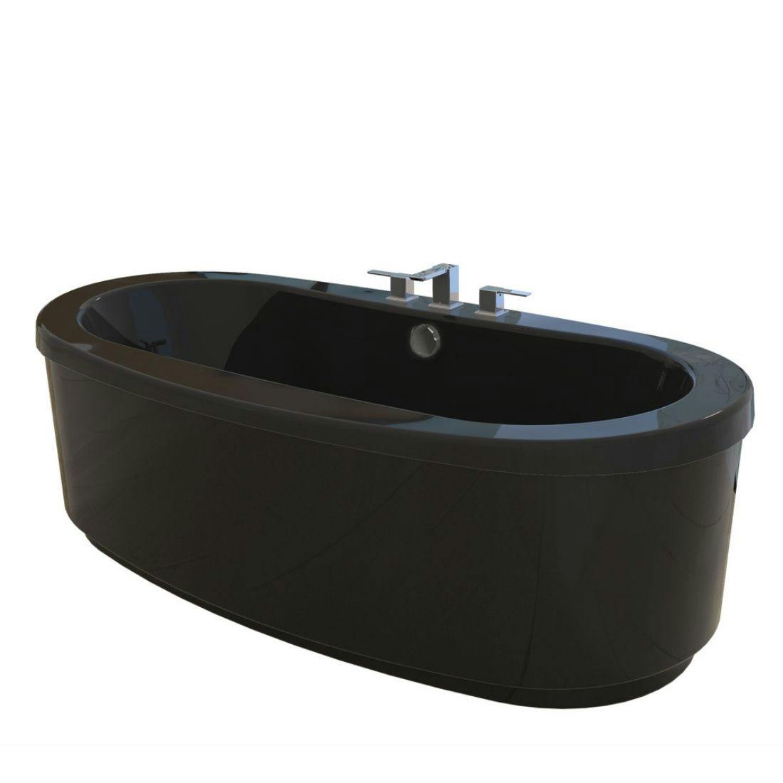 Black finish Jacuzzi Bravo freestanding Pure Air tub on white background