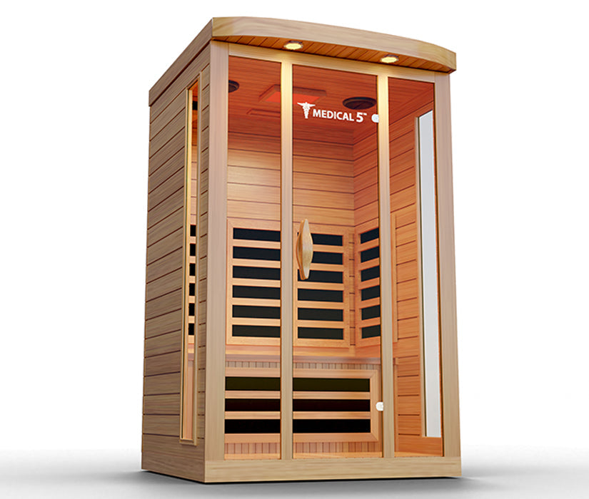 “Tempered glass door and window detail on Medical Saunas Medical 5 sauna”