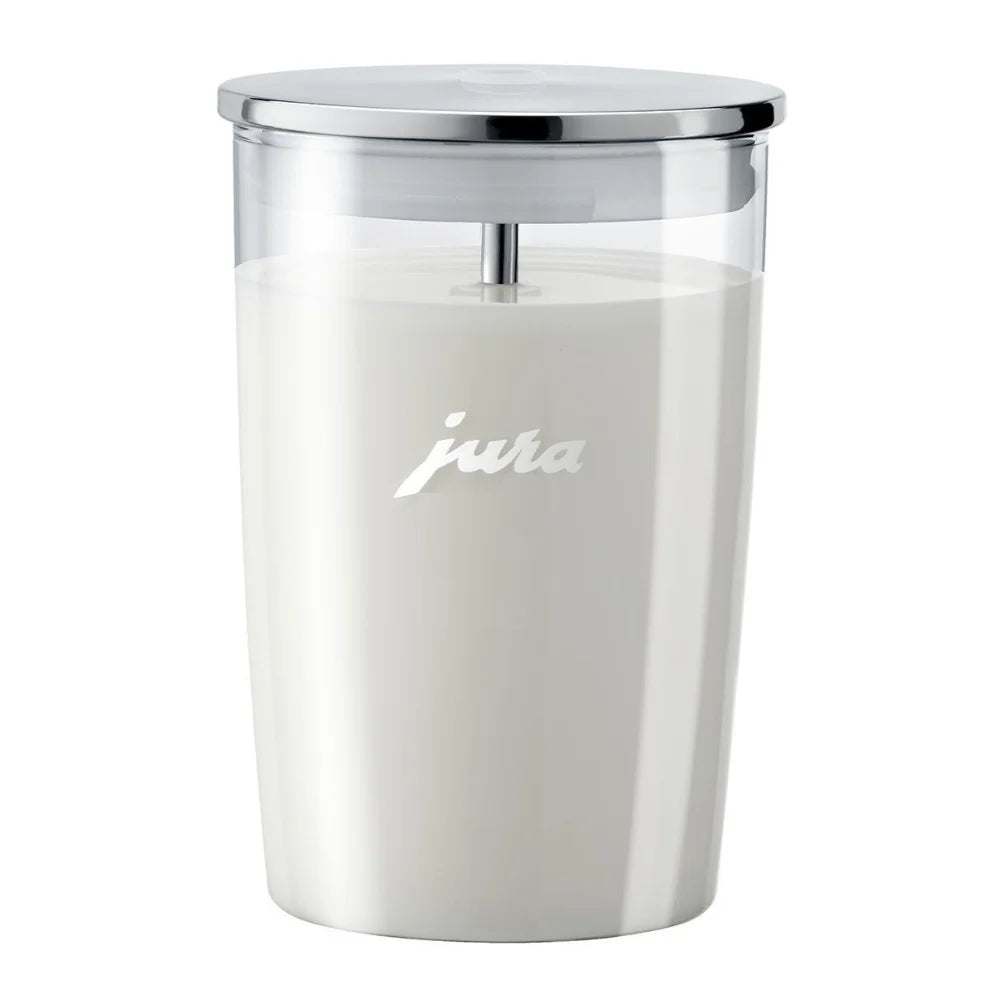 JURA E8 Automatic Espresso Machine + Glass Milk Container (Piano White) 