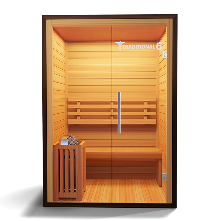 Medical Saunas Traditional 6 exterior front view – indoor 2-person steam sauna cabin