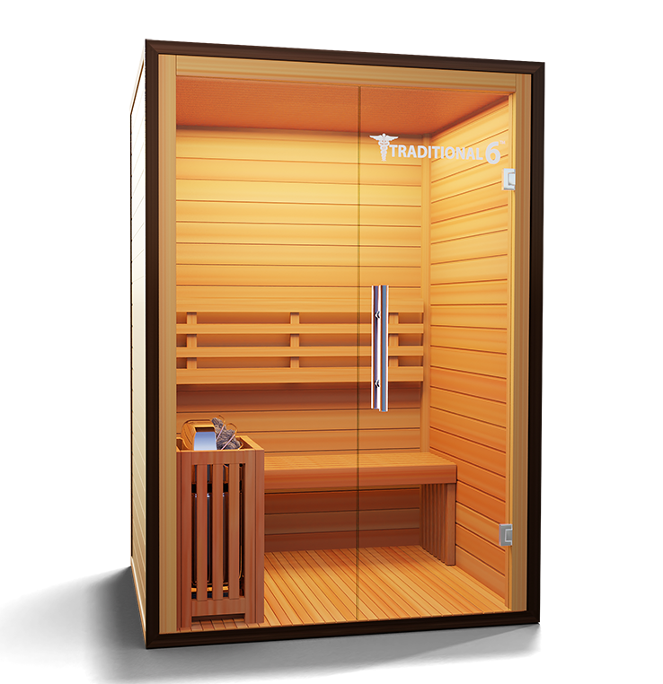 Medical Saunas Traditional 6 exterior front view – indoor 2-person steam sauna cabin