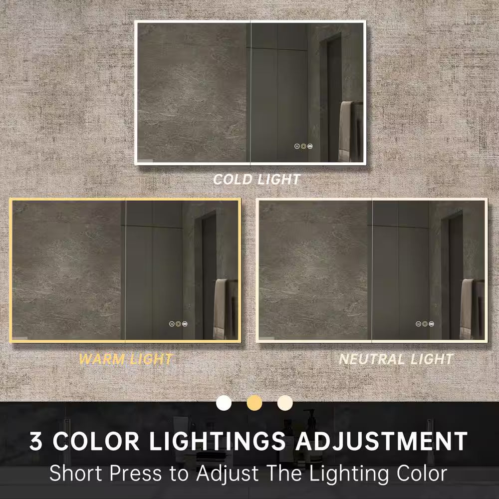 Tunuo LED Medicine Cabinet with Mirror – 48" × 30" Anti-Fog, Dimmable, Dual-Swing Doors