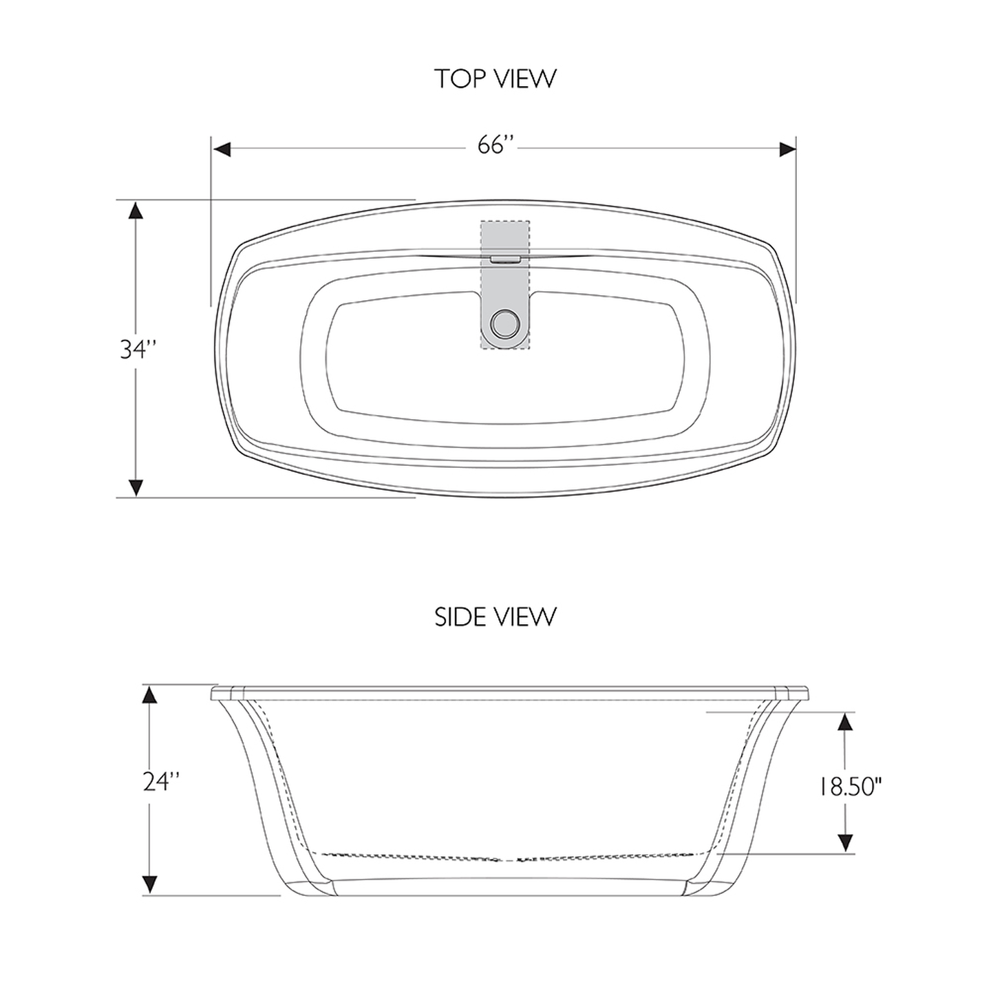 Jacuzzi Celeste 7032 technical drawing with labeled bathtub dimensions and measurements