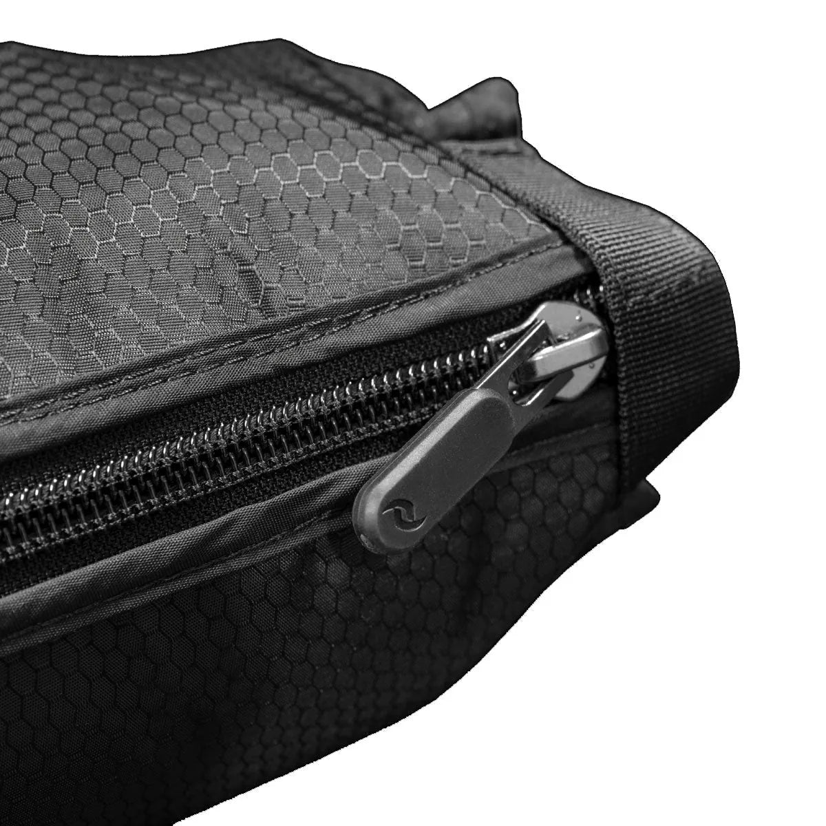 Detail of Rapid Reboot exterior ripstop fabric with zipper construction.