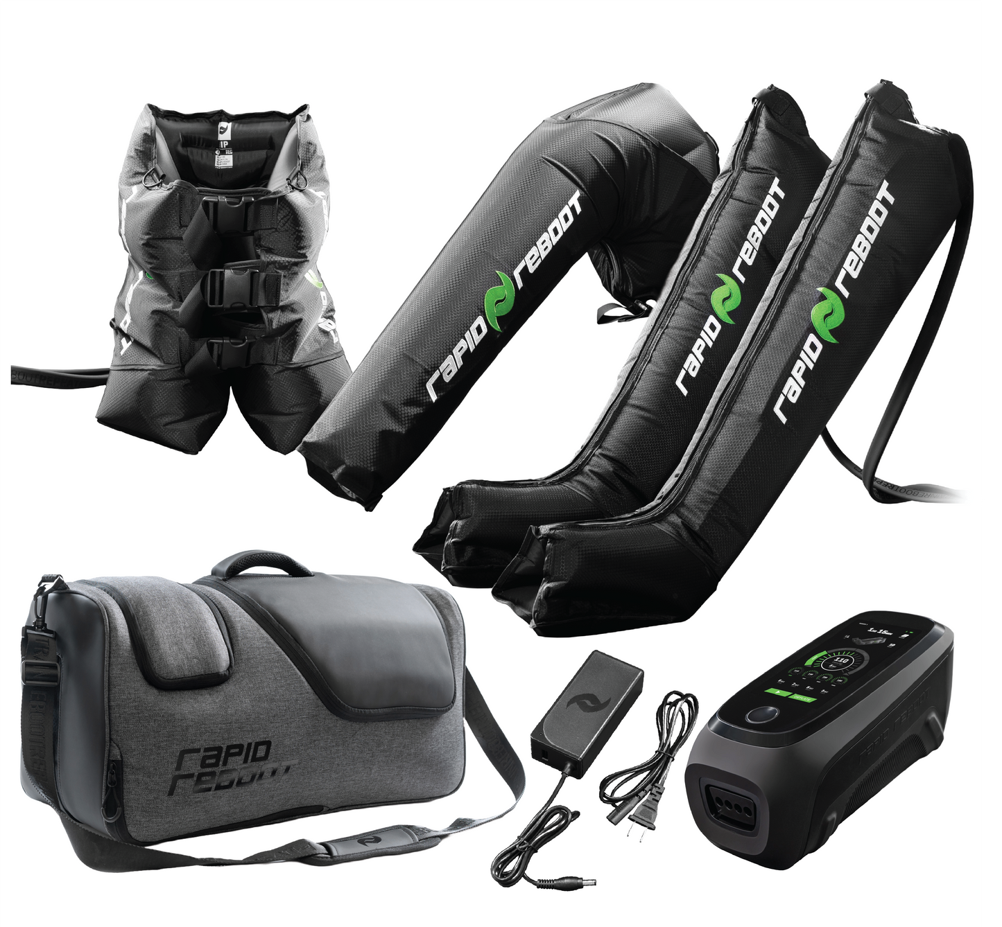 Rapid Reboot REGEN Complete Package with boots, hips, arms, control unit, and accessories.