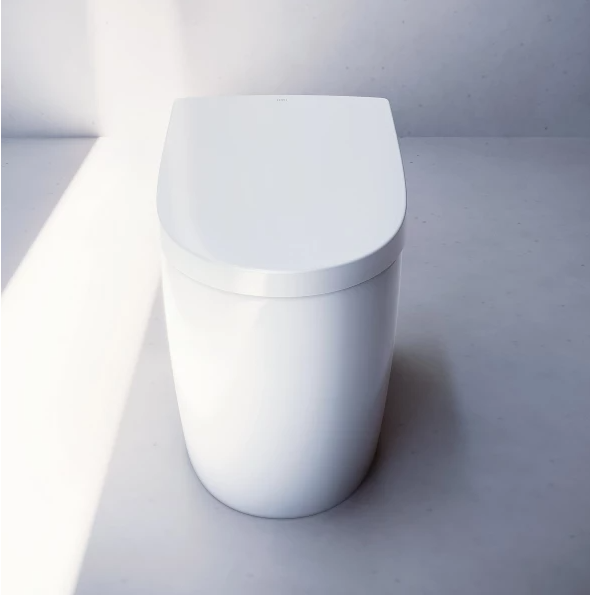 “Top-down view of TOTO Neorest AS smart toilet with minimalist styling.”