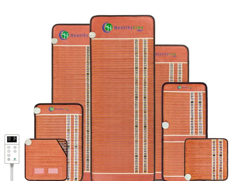 Vertical lineup of multiple HealthyLine TAO mat models in different sizes.