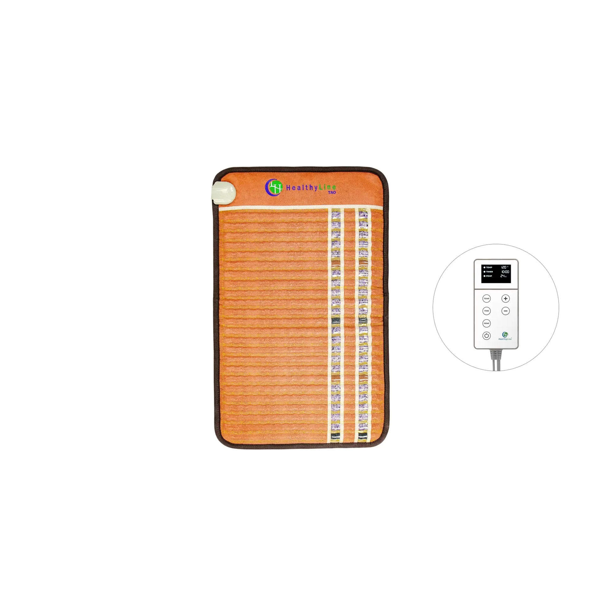 Infrared heating pad with digital controller on a white background