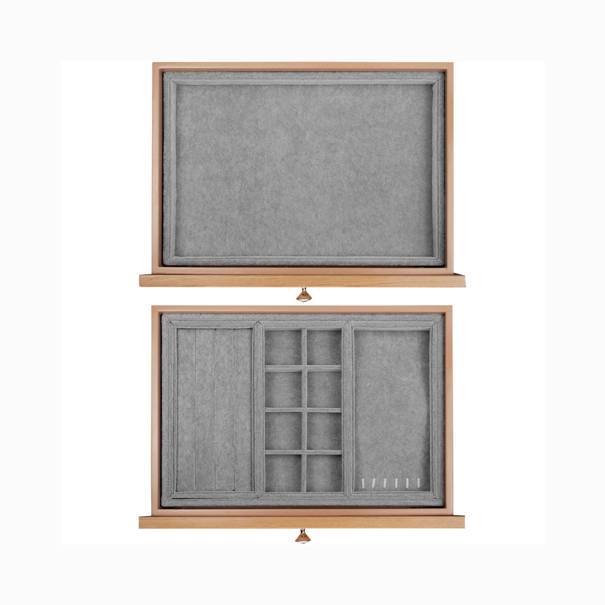 “Close-up of suede-lined jewelry drawer inside Barska AX13614 safe”