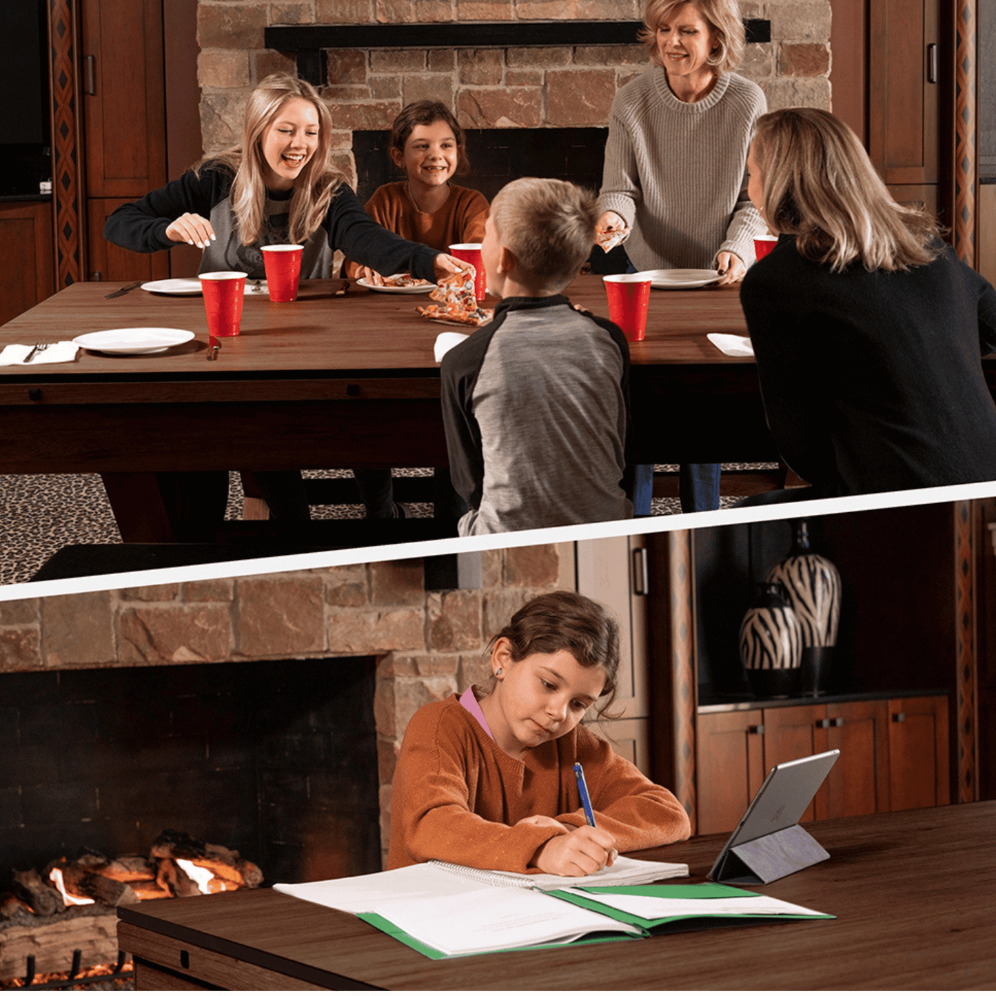 Freetime Fun The Rockford 7' Multi-Game Table with Benches – Farmhouse Dining / Pool & Table Tennis Combo