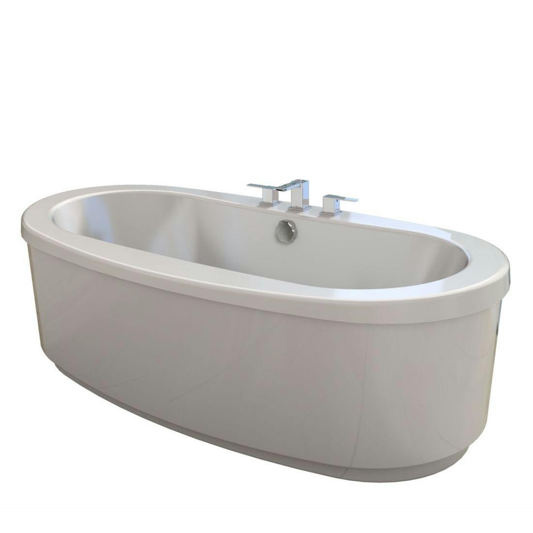 White finish Jacuzzi Bravo freestanding Pure Air tub on white background