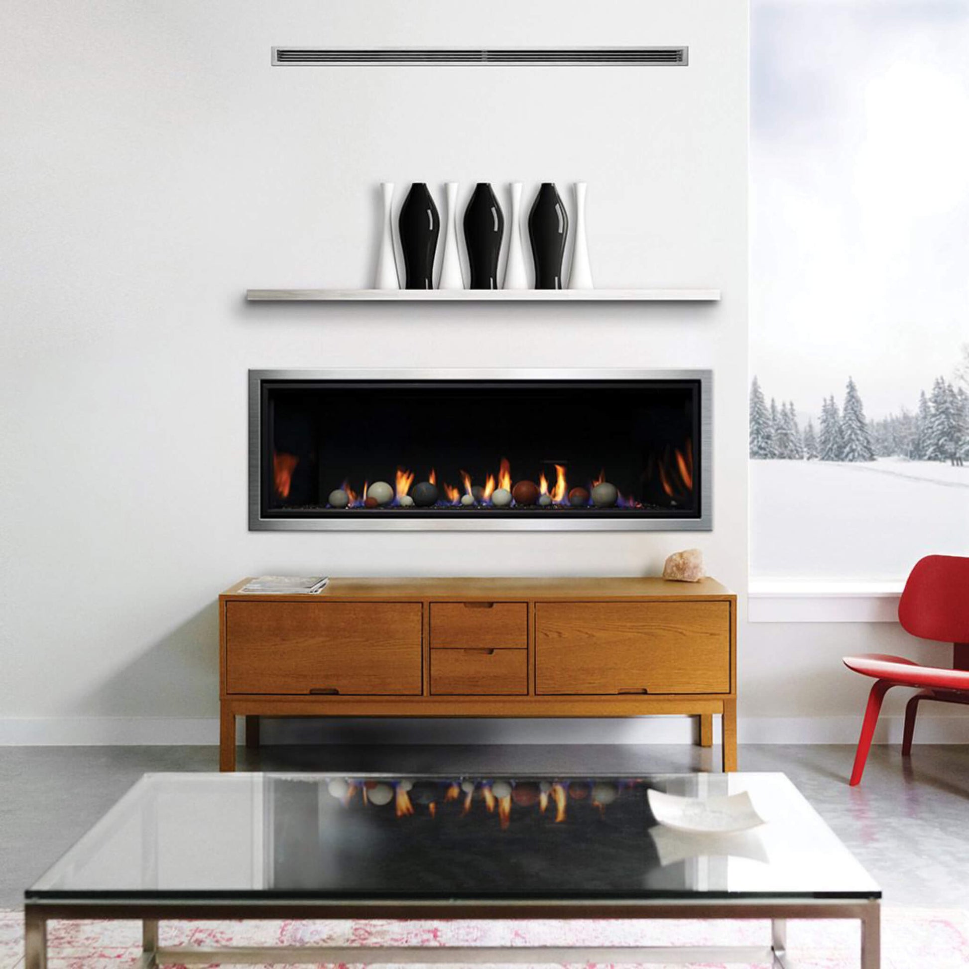 ZCVRB60 fireplace installed in modern white living room