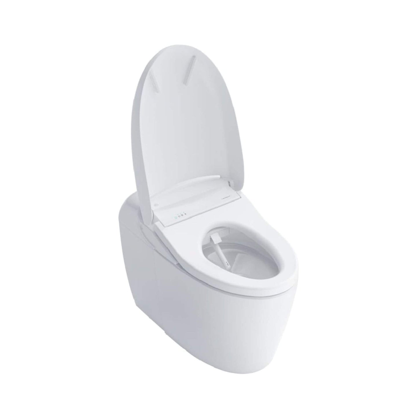 Open-seat view of TOTO Neorest RS toilet showing elongated bowl