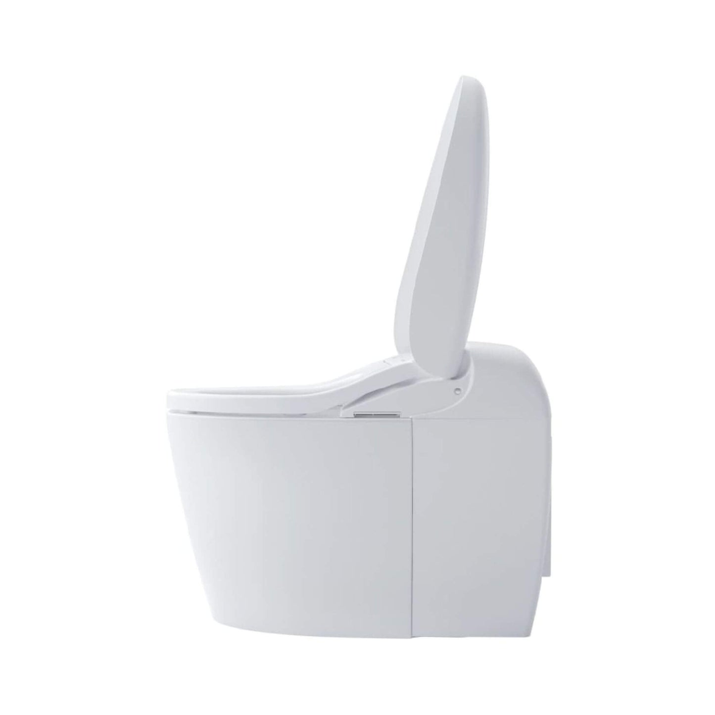 Side profile view of TOTO Neorest RS toilet with seat open