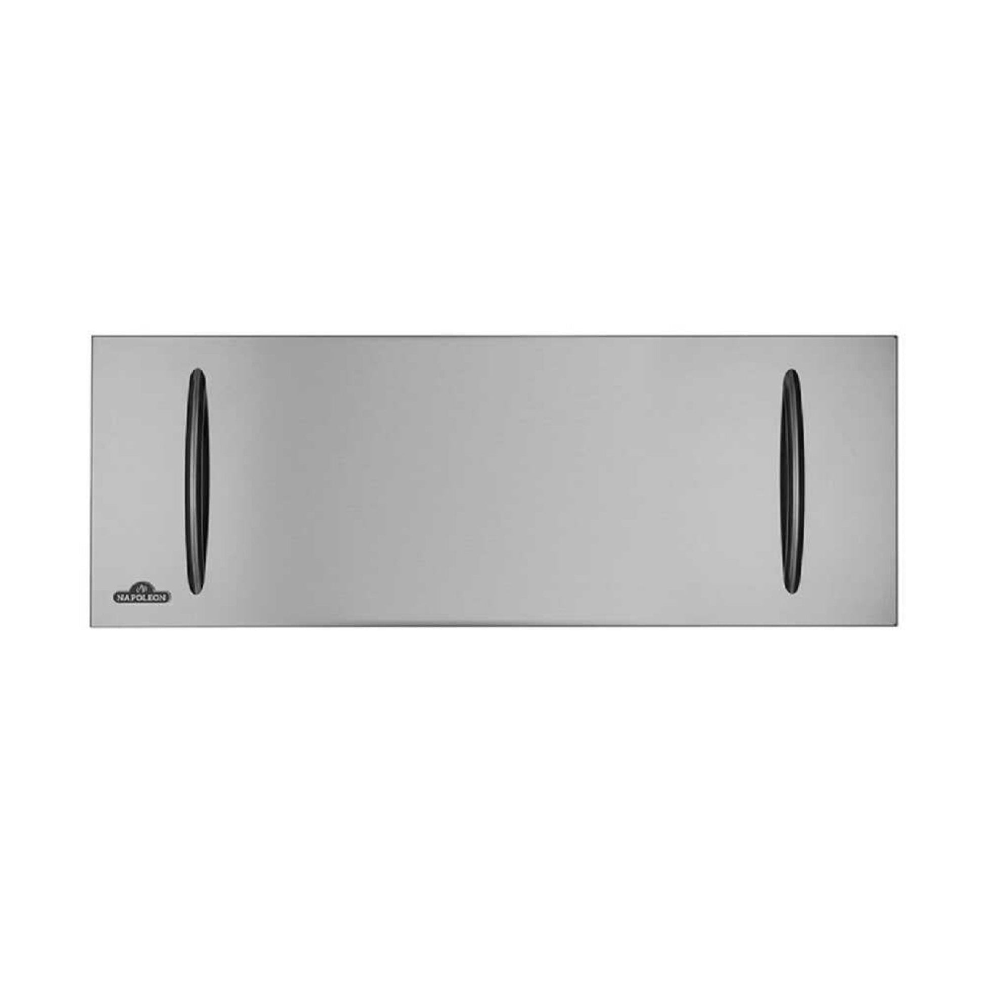 Protective stainless steel cover for the Napoleon Galaxy 48 outdoor fireplace.