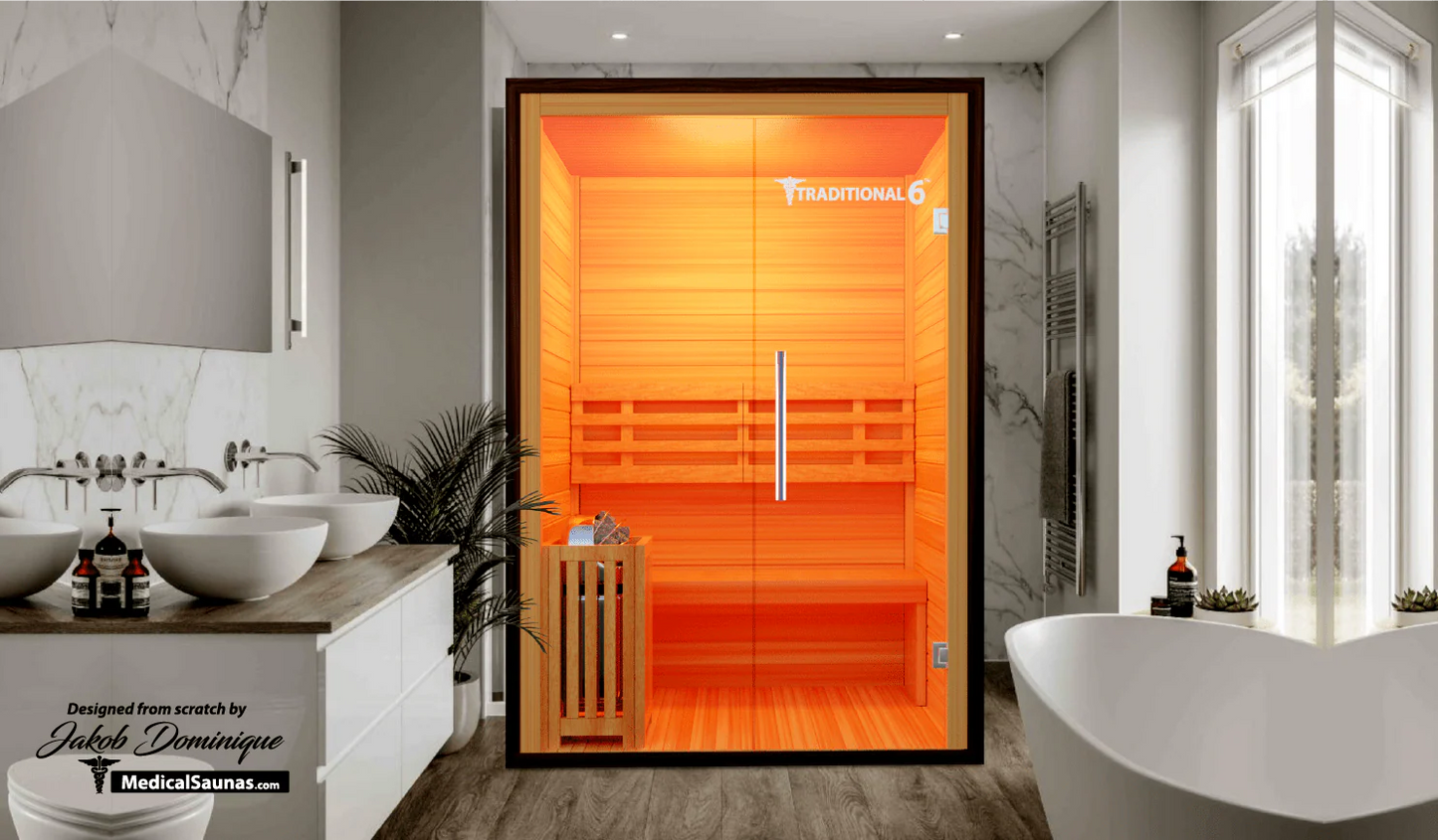 Medical Saunas Traditional 6 Steam Sauna – 2-Person Indoor Canadian Hemlock