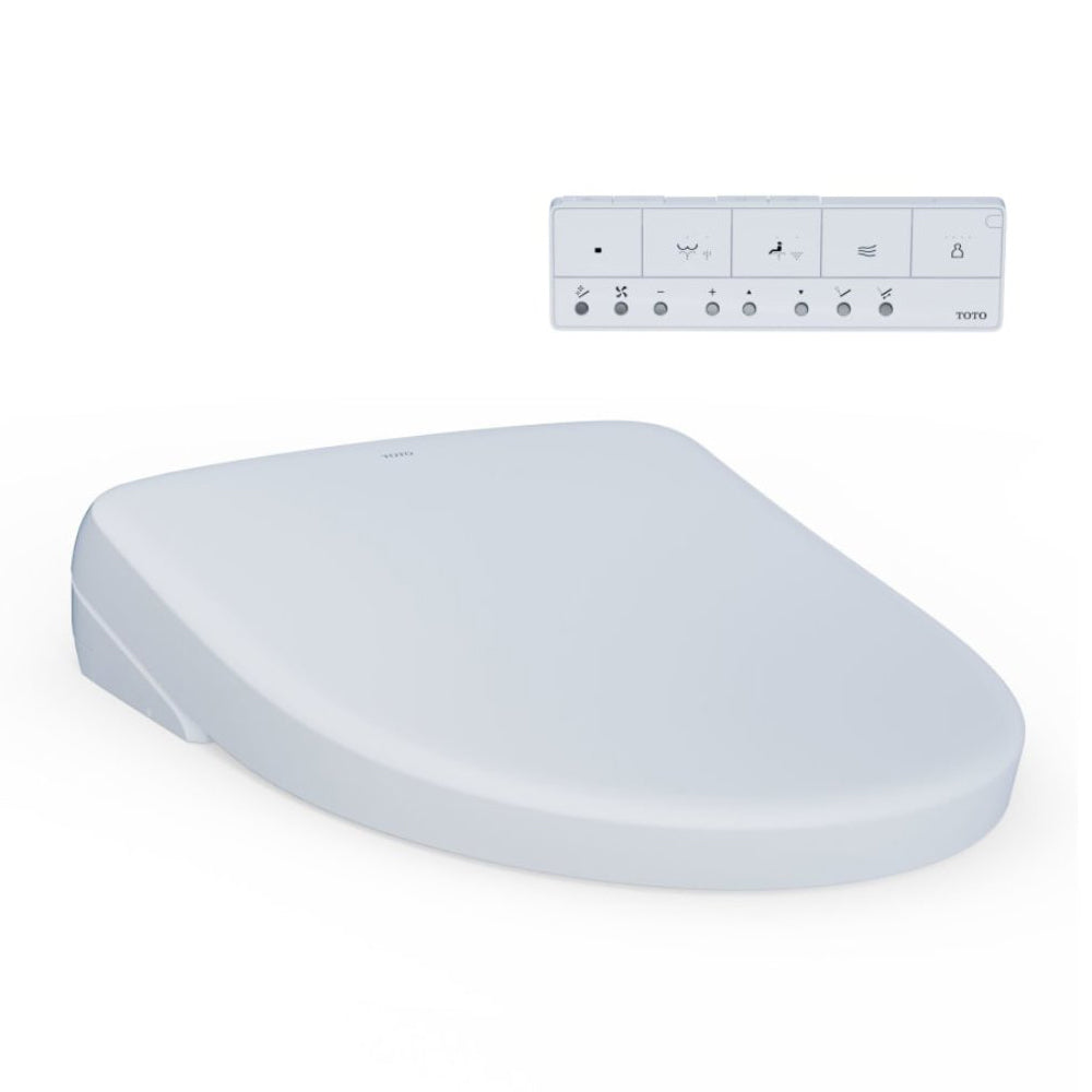 TOTO WASHLET S7 elongated contemporary bidet seat shown in angled profile with slim seamless design