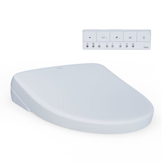 TOTO WASHLET S7 elongated contemporary bidet seat shown in angled profile with slim seamless design